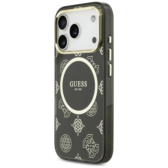 Guess IML Peony Dot MagSafe Case for iPhone 17 Pro - Black