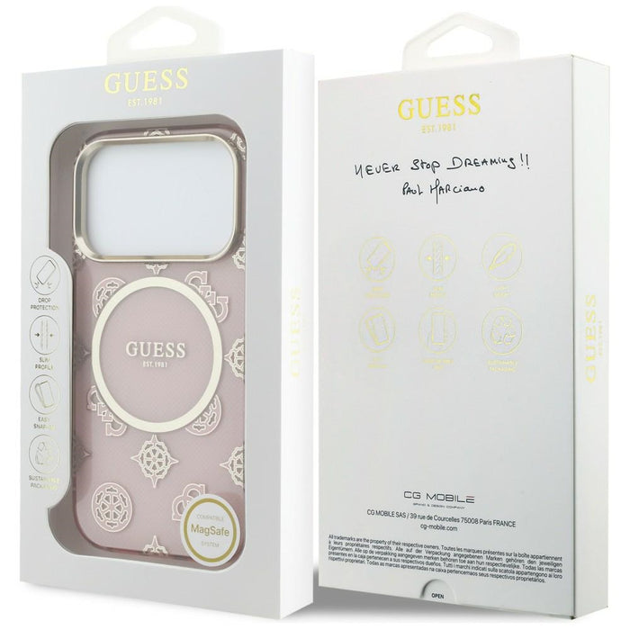Guess IML Peony Dot MagSafe case for iPhone 17 Pro - pink