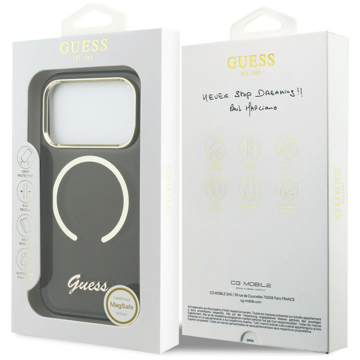 Guess IML Script Metal MagSafe Case for iPhone 17 Pro - Black