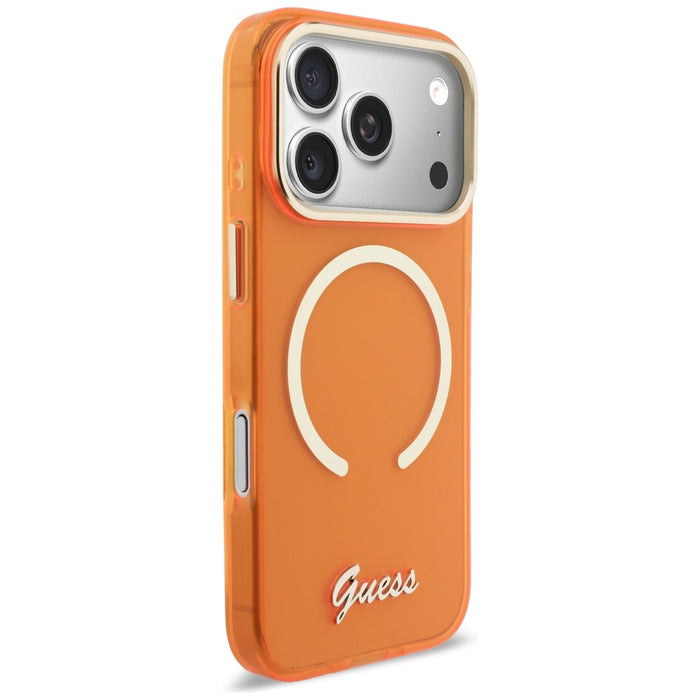 Guess IML Script Metal MagSafe Case for iPhone 17 Pro Max - Orange