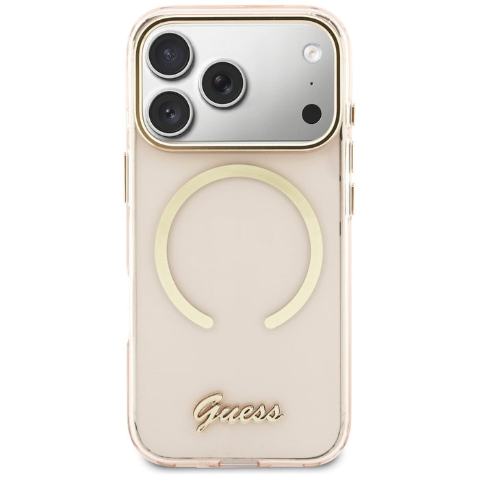Guess IML Script Metal MagSafe Case for iPhone 17 Pro - Pink