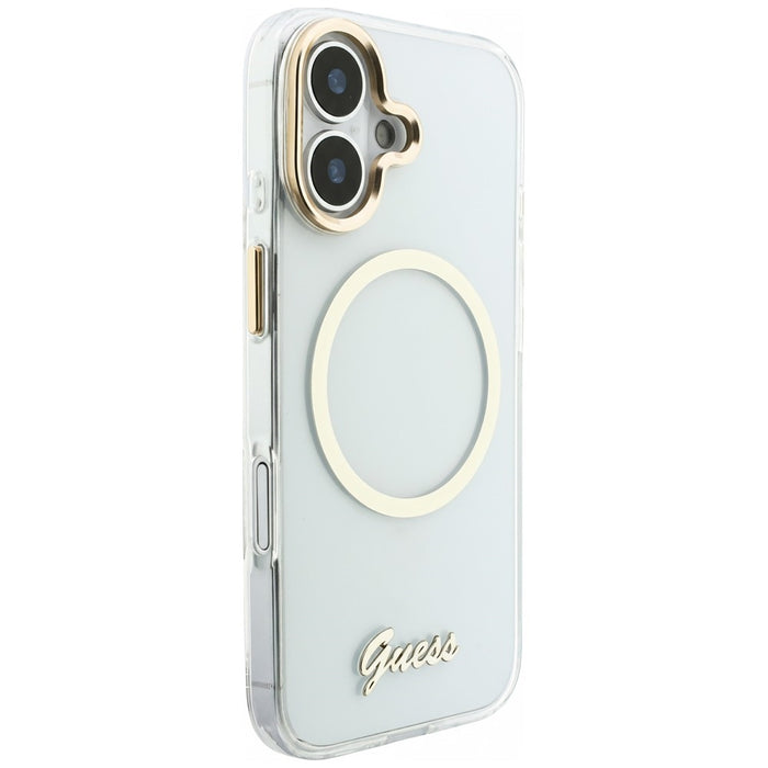Guess IML Script Metal MagSafe Case for iPhone 17 - Transparent