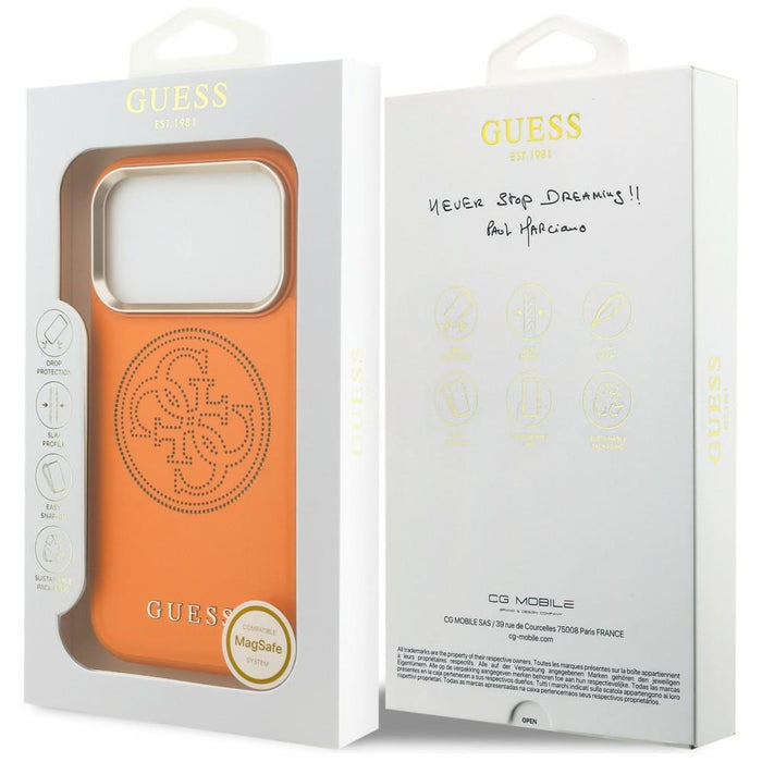 Guess Perforated 4G MagSafe case for iPhone 17 Pro - orange