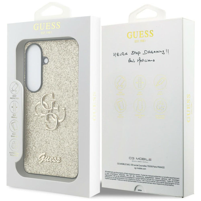 Guess Fixed Glitter Big 4G Metal Logo case for Samsung Galaxy S26 - gold