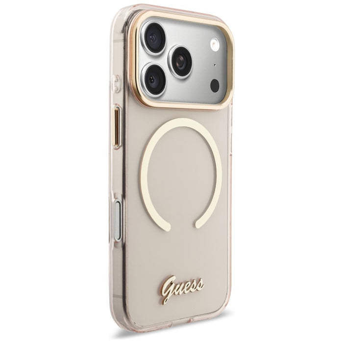 Guess IML Script Metal MagSafe Case for iPhone 17 Pro Max - Pink