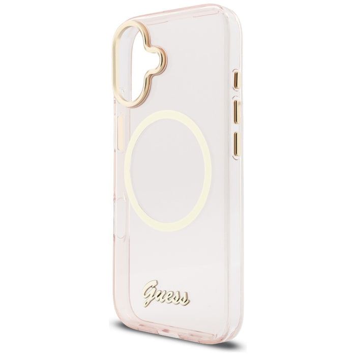 Guess IML Script Metal MagSafe Case for iPhone 17 - Pink