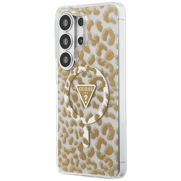 Guess IML Leopard Print Triangle MagSafe Case for Samsung Galaxy S26 Ultra - Brown