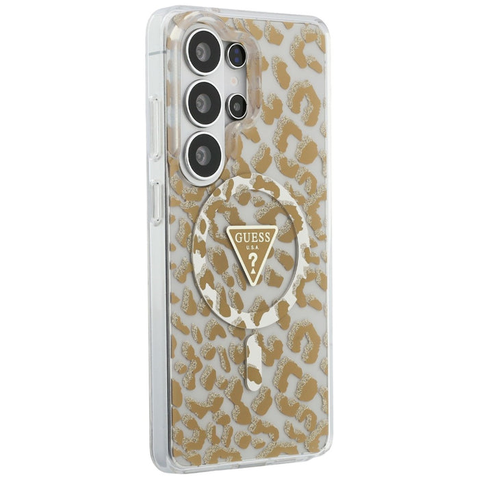 Guess IML Leopard Print Triangle MagSafe Case for Samsung Galaxy S26 Ultra - Brown