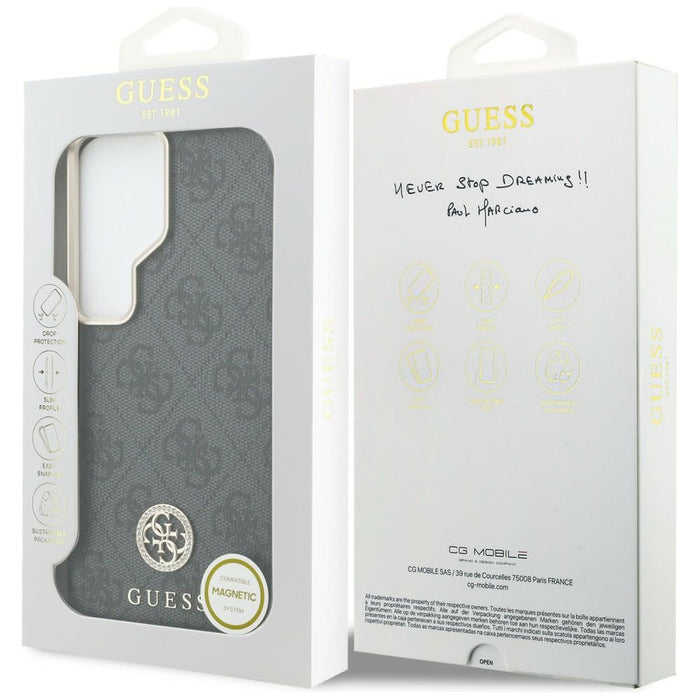 Guess 4G Rhinestone Round Logo MagSafe Case for Samsung Galaxy S26 Ultra - Black