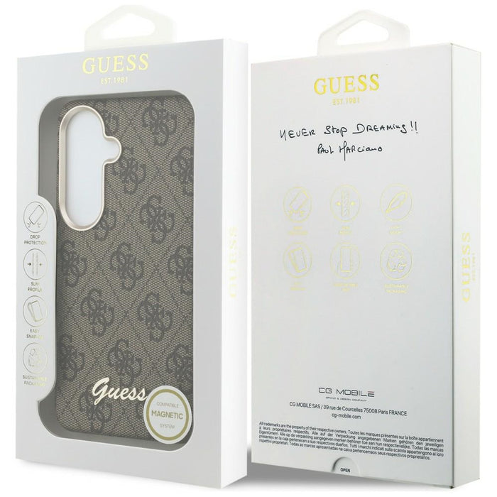 Guess 4G Script MagSafe Case for Samsung Galaxy S26 - Brown