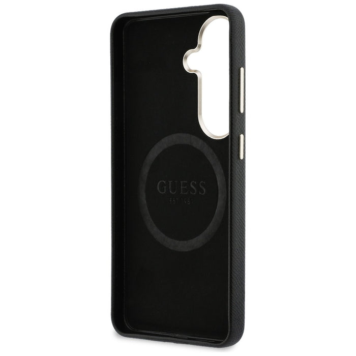 Guess Rhinestone Round Logo MagSafe Case for Samsung Galaxy S26 - Black