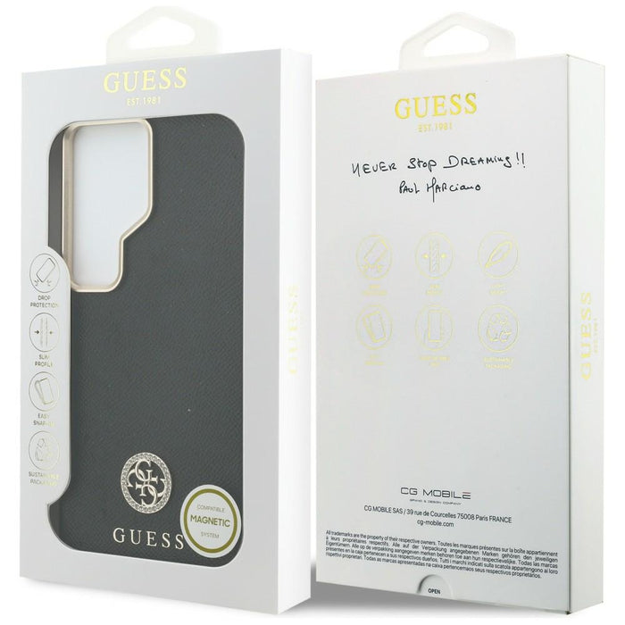 Guess Rhinestone Round Logo MagSafe Case for Samsung Galaxy S26 Ultra - Black
