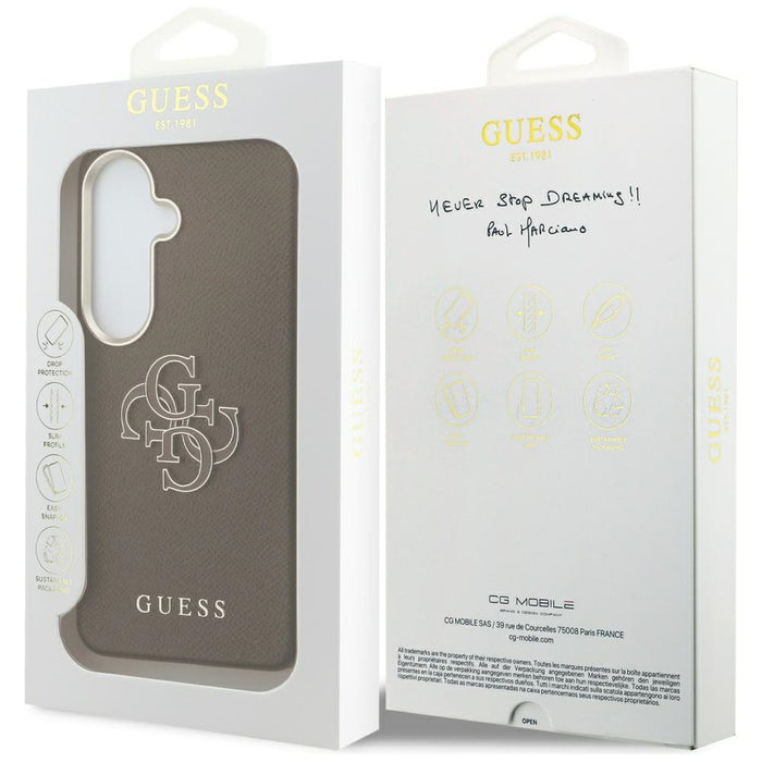 Guess Grained Big 4G Metal Logo Case for Samsung Galaxy S26+ - Brown