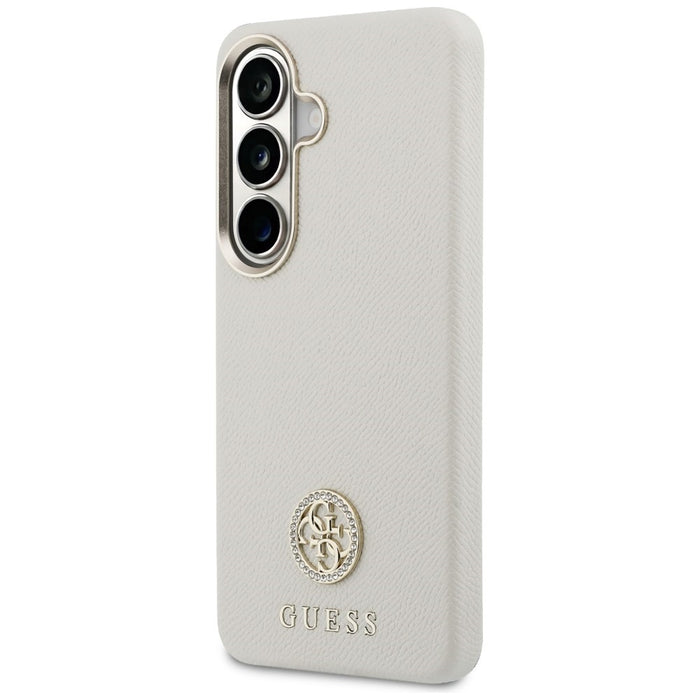 Guess Rhinestone Round Logo MagSafe Case for Samsung Galaxy S26 - Beige