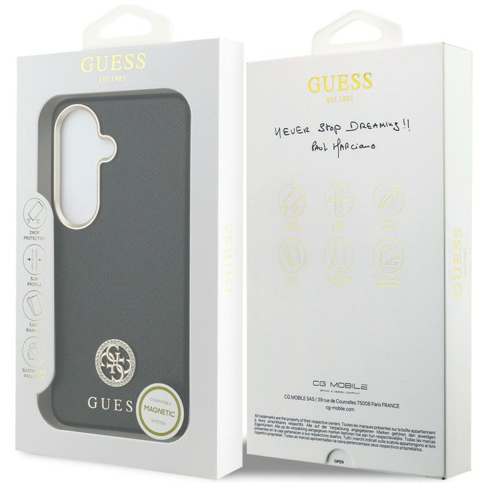 Guess Rhinestone Round Logo MagSafe Case for Samsung Galaxy S26+ - Black