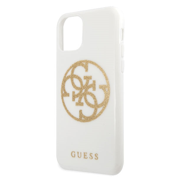 Guess GUHCN65TPUWHGLG iPhone 11 Pro Max white/white hard case Glitter 4G Circle Logo