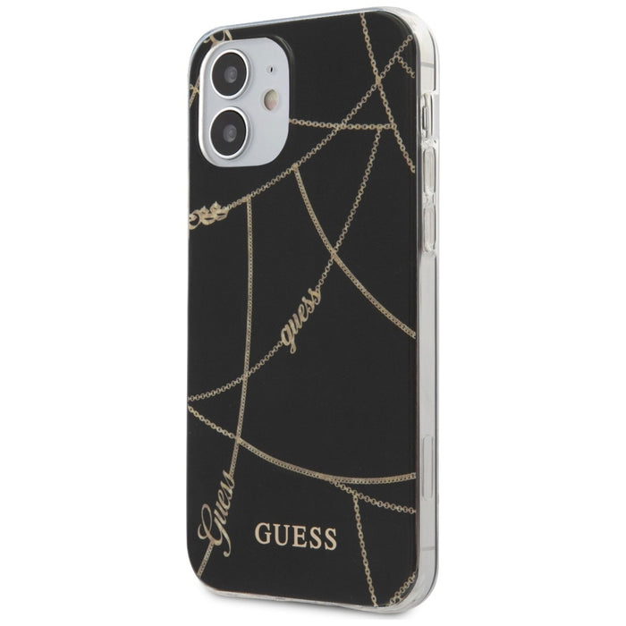 Guess GUHCP12SPCUCHBK iPhone 12 mini 5.4&quot; black/black hardcase Gold Chain Collection