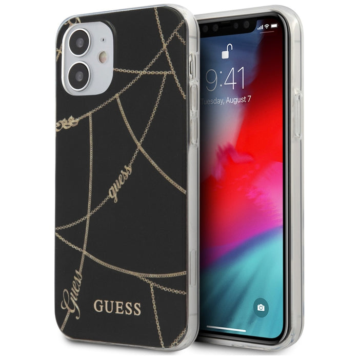 Guess GUHCP12SPCUCHBK iPhone 12 mini 5.4" black/black hardcase Gold Chain Collection