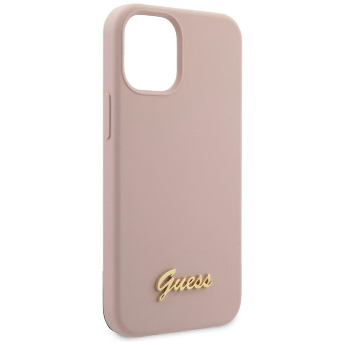 Guess GUHCP12SLSLMGLP iPhone 12 mini 5.4" light pink/light pink hardcase Silicone Script Gold Logo