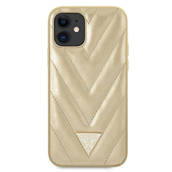Guess GUHCP12SPUVQTMLBE iPhone 12 mini 5.4&quot; gold/gold hardcase V-Quilted Collection