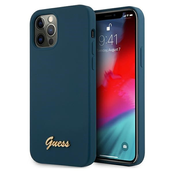 Guess GUHCP12LLSLMGBL iPhone 12 Pro Max 6.7&quot; blue/blue hardcase Metal Logo Script
