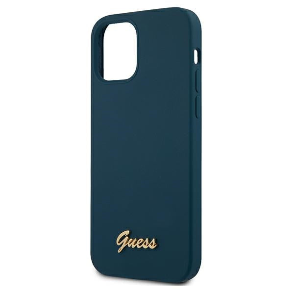 Guess GUHCP12LLSLMGBL iPhone 12 Pro Max 6.7&quot; blue/blue hardcase Metal Logo Script