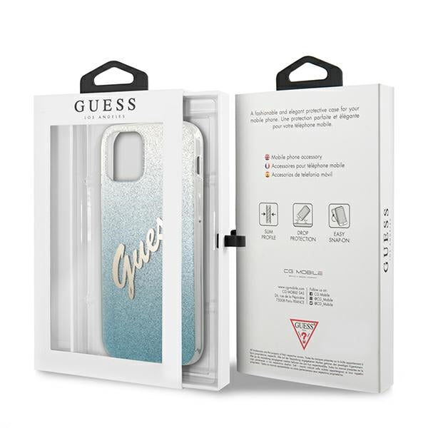 Guess GUHCP12LPCUGLSBL iPhone 12 Pro Max 6.7" blue/blue hardcase Glitter Gradient Script