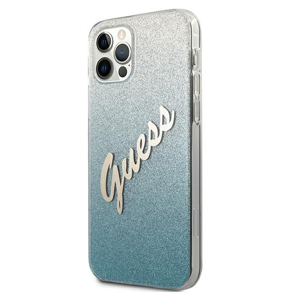 Guess GUHCP12LPCUGLSBL iPhone 12 Pro Max 6.7&quot; blue/blue hardcase Glitter Gradient Script