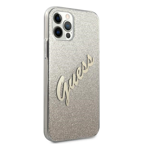 Guess GUHCP12LPCUGLSGO iPhone 12 Pro Max 6.7&quot; gold/gold hardcase Glitter Gradient Script