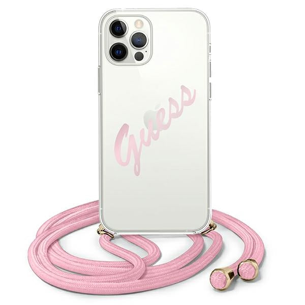 Guess GUHCP12MCRTVSPI iPhone 12/12 Pro 6.1&quot; pink/pink hardcase Script Vintage