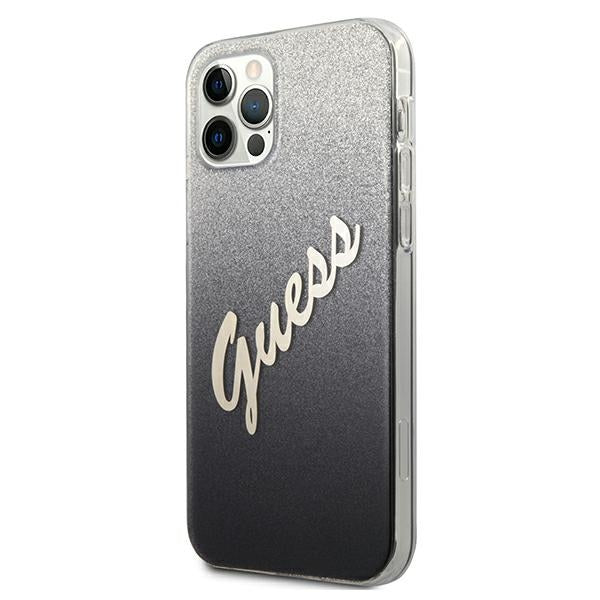 Guess GUHCP12MPCUGLSBK iPhone 12/12 Pro 6.1&quot; black/black hardcase Glitter Gradient Script