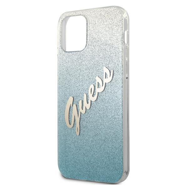 Guess GUHCP12MPCUGLSBL iPhone 12/12 Pro 6.1&quot; blue/blue hardcase Glitter Gradient Script