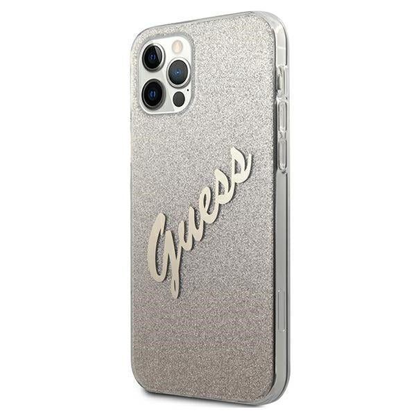 Guess GUHCP12MPCUGLSGO iPhone 12/12 Pro 6.1&quot; gold/gold hardcase Glitter Gradient Script