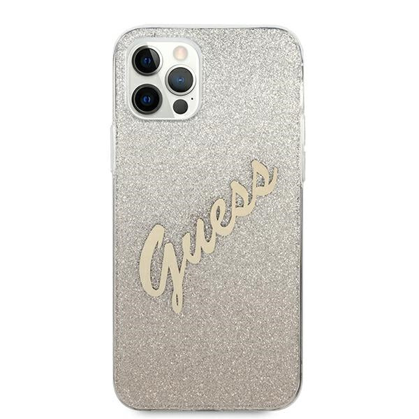 Guess GUHCP12MPCUGLSGO iPhone 12/12 Pro 6.1&quot; gold/gold hardcase Glitter Gradient Script