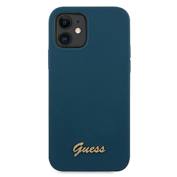Guess GUHCP12SLSLMGBL iPhone 12 mini 5.4" blue/blue hardcase Metal Logo Script