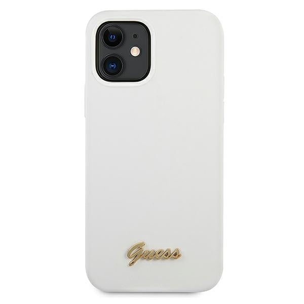 Guess GUHCP12SLSLMGWH iPhone 12 mini 5.4&quot; white/white hardcase Metal Logo Script