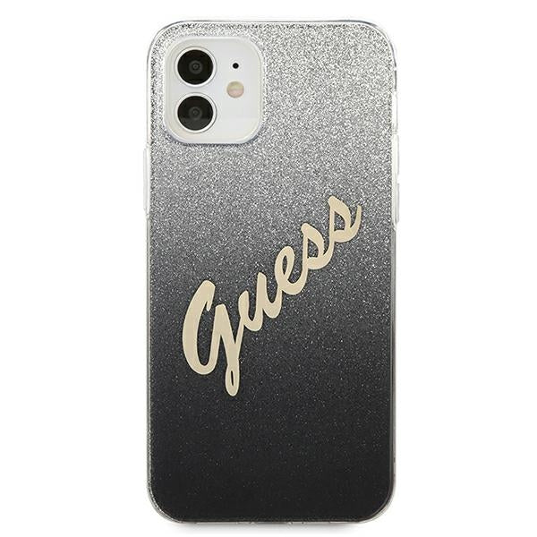 Guess GUHCP12SPCUGLSBK iPhone 12 mini 5.4&quot; black/black hardcase Glitter Gradient Script