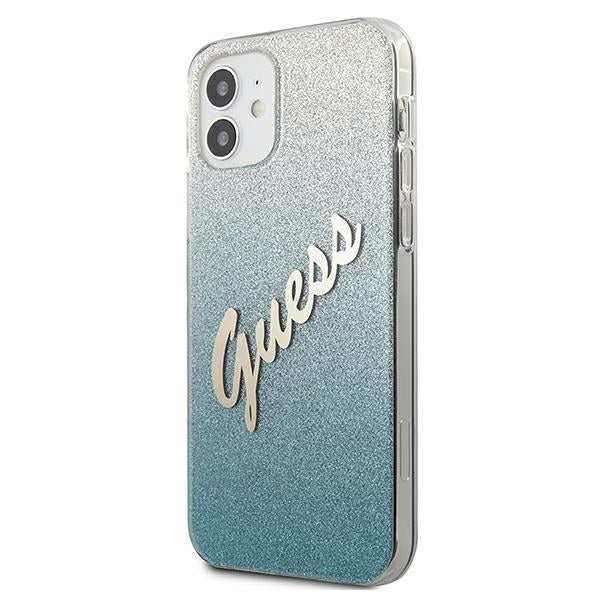 Guess GUHCP12SPCUGLSBL iPhone 12 mini 5.4&quot; blue/blue hardcase Glitter Gradient Script