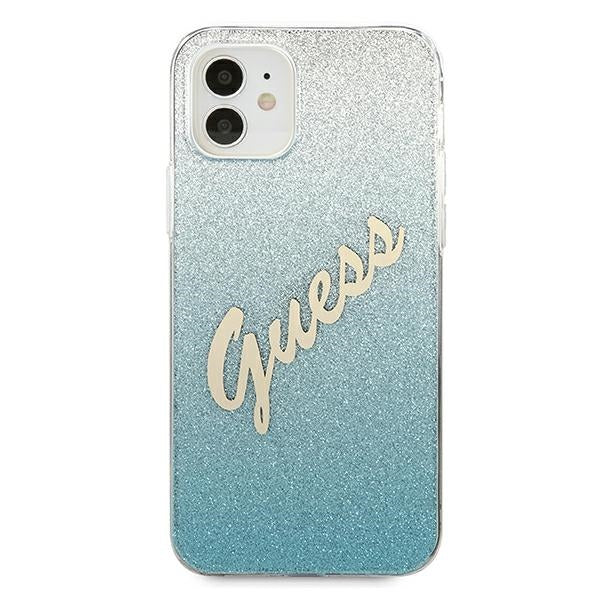 Guess GUHCP12SPCUGLSBL iPhone 12 mini 5.4&quot; blue/blue hardcase Glitter Gradient Script
