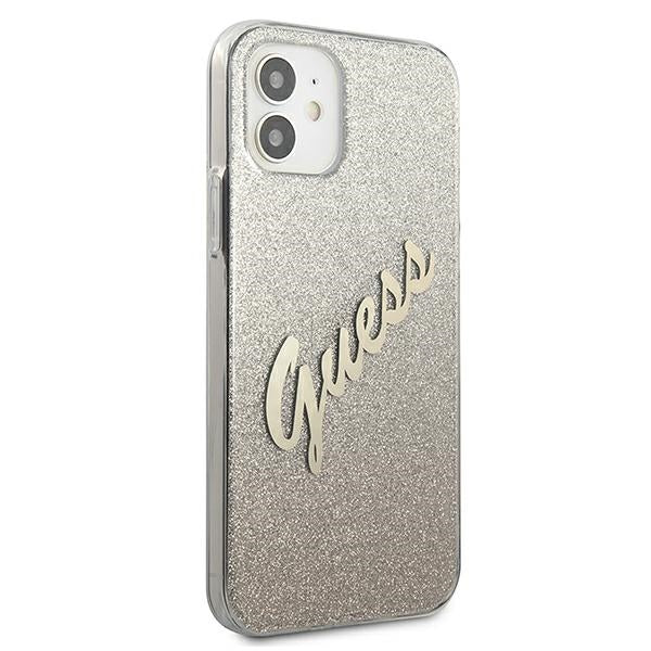 Guess GUHCP12SPCUGLSGO iPhone 12 mini 5.4" gold/gold hardcase Glitter Gradient Script