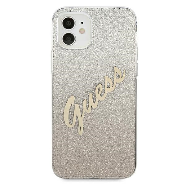 Guess GUHCP12SPCUGLSGO iPhone 12 mini 5.4" gold/gold hardcase Glitter Gradient Script