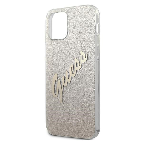 Guess GUHCP12SPCUGLSGO iPhone 12 mini 5.4&quot; gold/gold hardcase Glitter Gradient Script