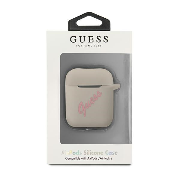 Guess GUACA2LSVSGP AirPods cover gray pink/grey pink Silicone Vintage