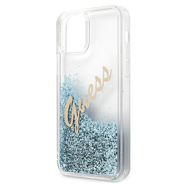 Guess GUHCP12LGLVSBL iPhone 12 Pro Max 6.7&quot; blue/blue hardcase Glitter Vintage Script