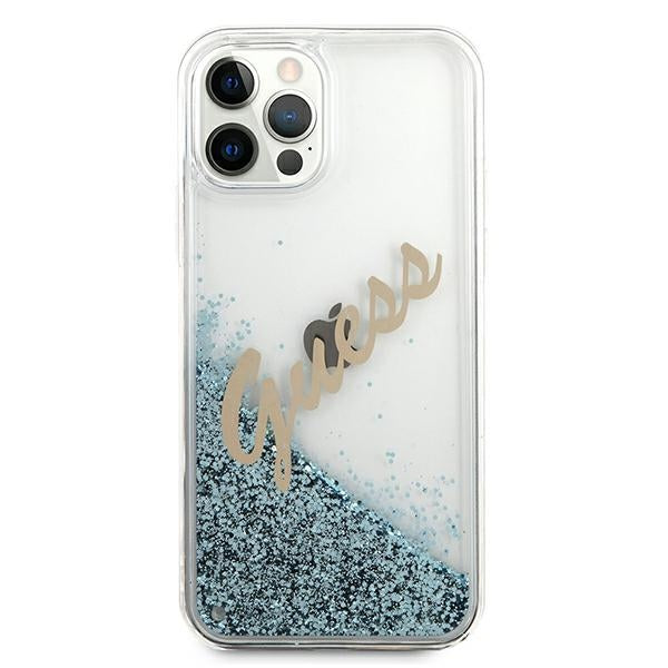 Guess GUHCP12LGLVSBL iPhone 12 Pro Max 6.7&quot; blue/blue hardcase Glitter Vintage Script