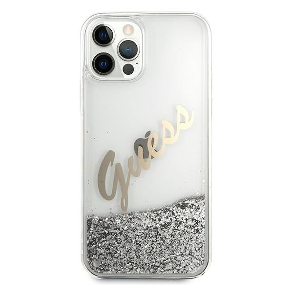 Guess GUHCP12LGLVSSI iPhone 12 Pro Max 6.7&quot; silver/silver hardcase Glitter Vintage Script