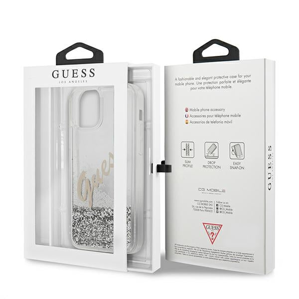 Guess GUHCP12LGLVSSI iPhone 12 Pro Max 6.7&quot; silver/silver hardcase Glitter Vintage Script