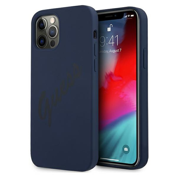 Guess GUHCP12MLSVSBL iPhone 12/12 Pro 6.1" blue/blue hardcase Script Vintage