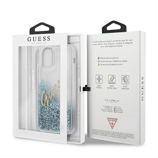 Guess GUHCP12SGLVSBL iPhone 12 mini 5.4" blue/blue hardcase Glitter Vintage Script