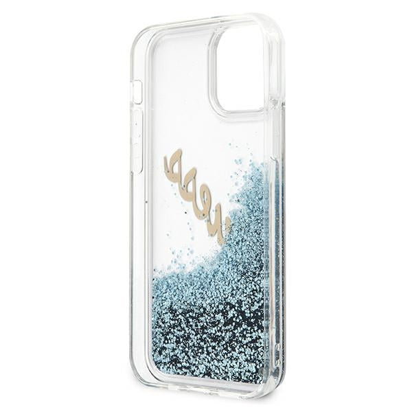Guess GUHCP12SGLVSBL iPhone 12 mini 5.4&quot; blue/blue hardcase Glitter Vintage Script